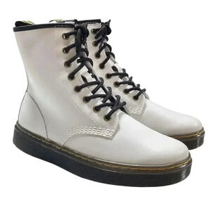 Dr Martens Boots Womens 8 38.5 White Zavala Lace Up Smooth Leather Combat NEW